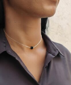 Choker ágata negra redonda